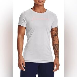 Under Armour Women's Tech Short-Sleeve T-Shirt - Gray & Pink -‎ Large H43